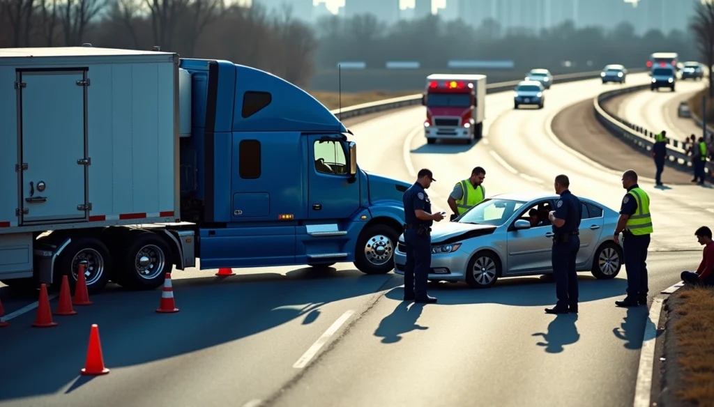 Commercial vehicle accidents involving trucks, buses, and delivery vehicles on busy highways